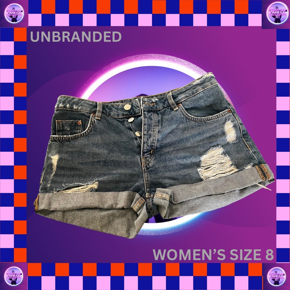 Distressed denim shorts